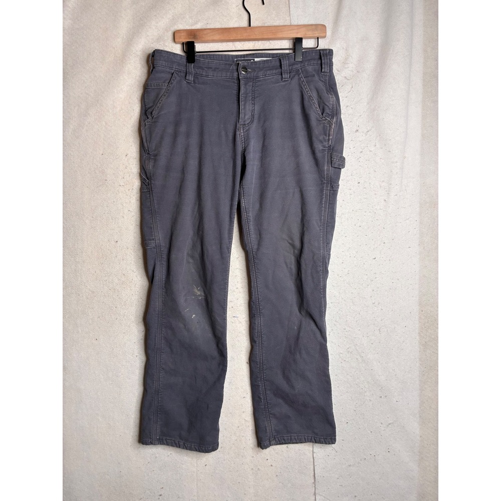 Carhartt Womens Loose Fit Fleece Lined Canvas Work Pants Gray Size 12 Short 3935